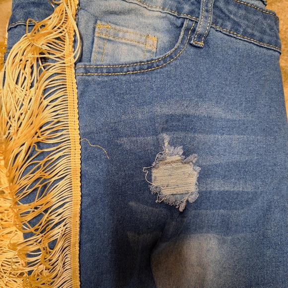 EUC Plus Size Western Jeans with Beige Fringes - Picture 9 of 9